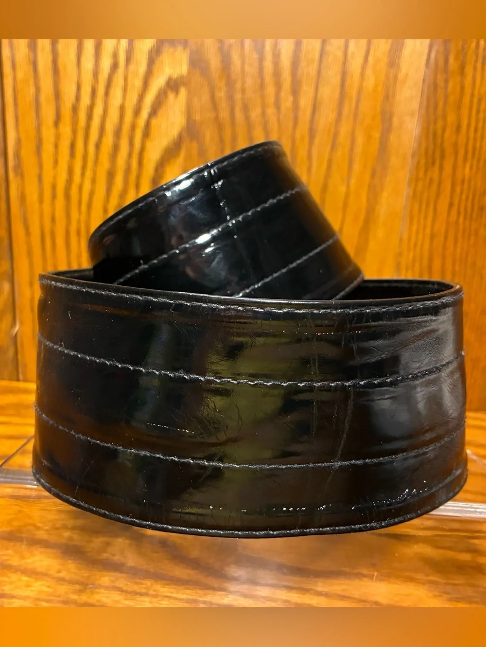 Y2K Rampage Black Patent Faux Leather Wide Waist Belt Size Small / Medium